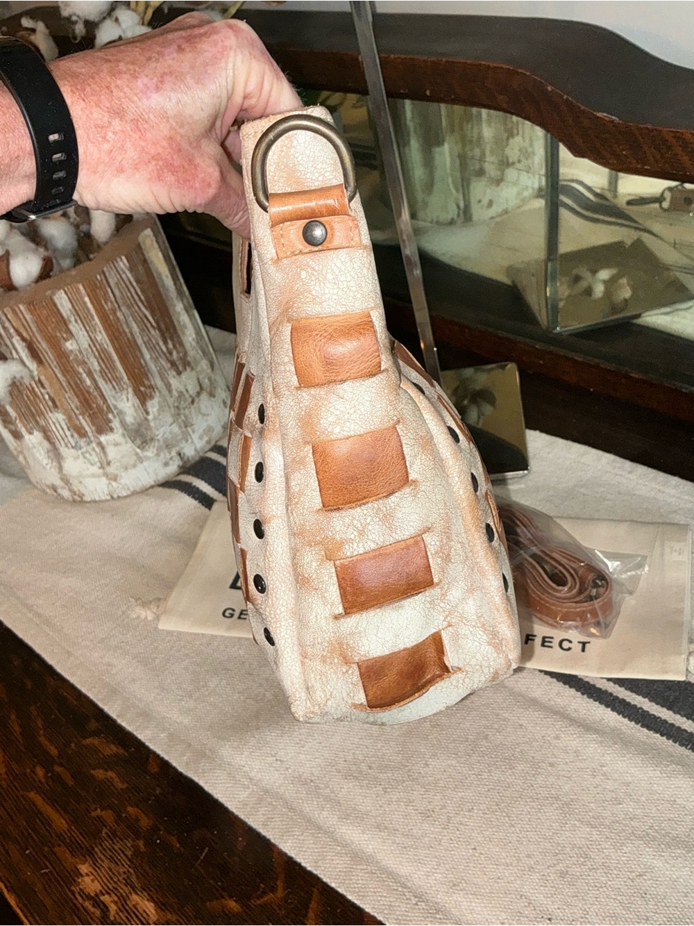 NWT Bed Stu Leather Keiki Crossbody Bag Handbag Nectar Lux Tan Rustic MSRP $235 - Picture 7 of 14